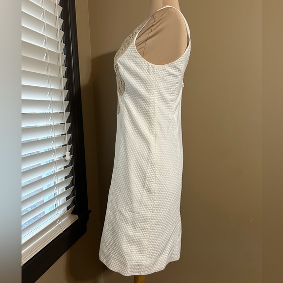 Lilly Pulitzer Largo Shift Resort White Dress with Gold Embroidery - Picture 5 of 7